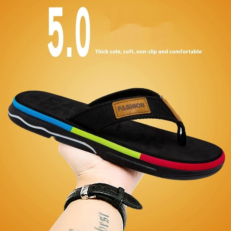 Flip Flops Summer Outdoor Non-slip Soft Bottom Sandals Woven Belt Clip