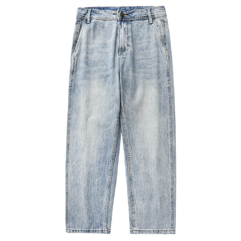 Men's Washed Distressed Straight Loose Straight Jeans