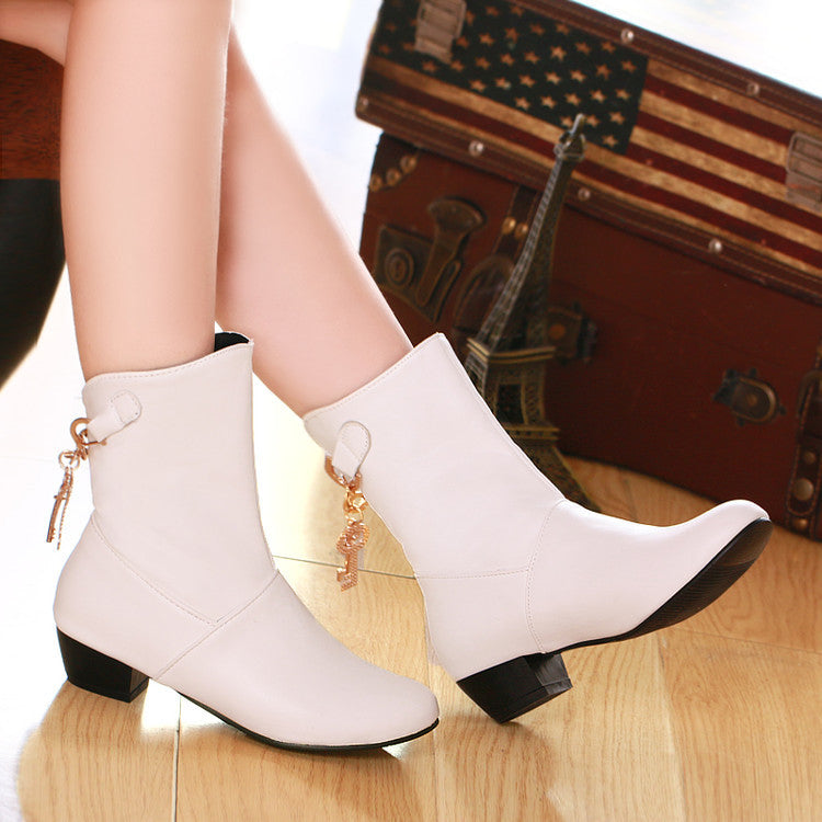 Low-heeled PU Ankle Boots