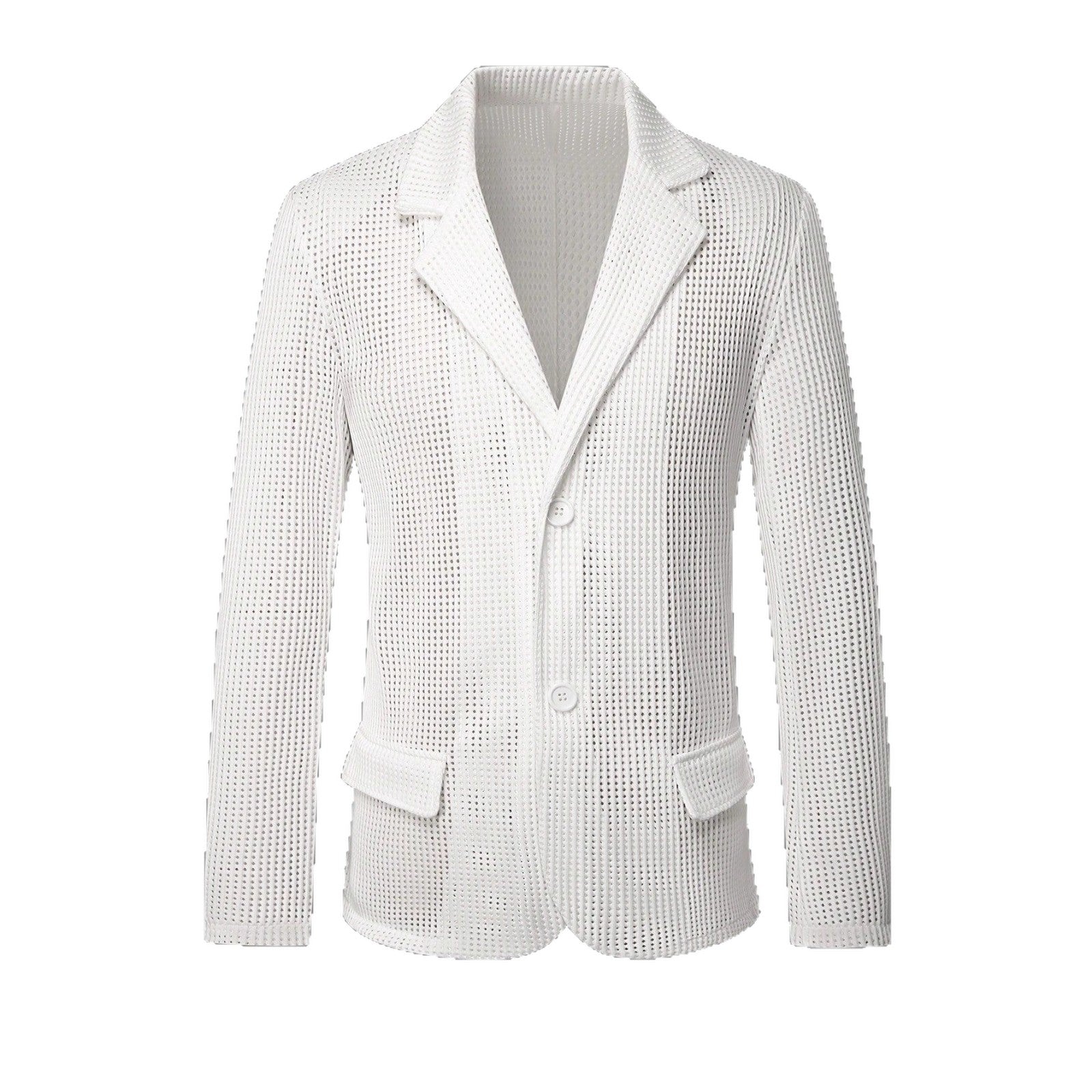 Mens Solid Color Loose Fit White Suit Casual Jacket