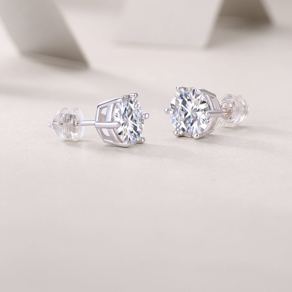Quiet Moments - Earrings Set With Top-quality Moissanite S925 Silver And Platinum-plated Stud Earrings, A Fashionable And Trendy Accessory, Can Be Tested With A Diamond Pen
