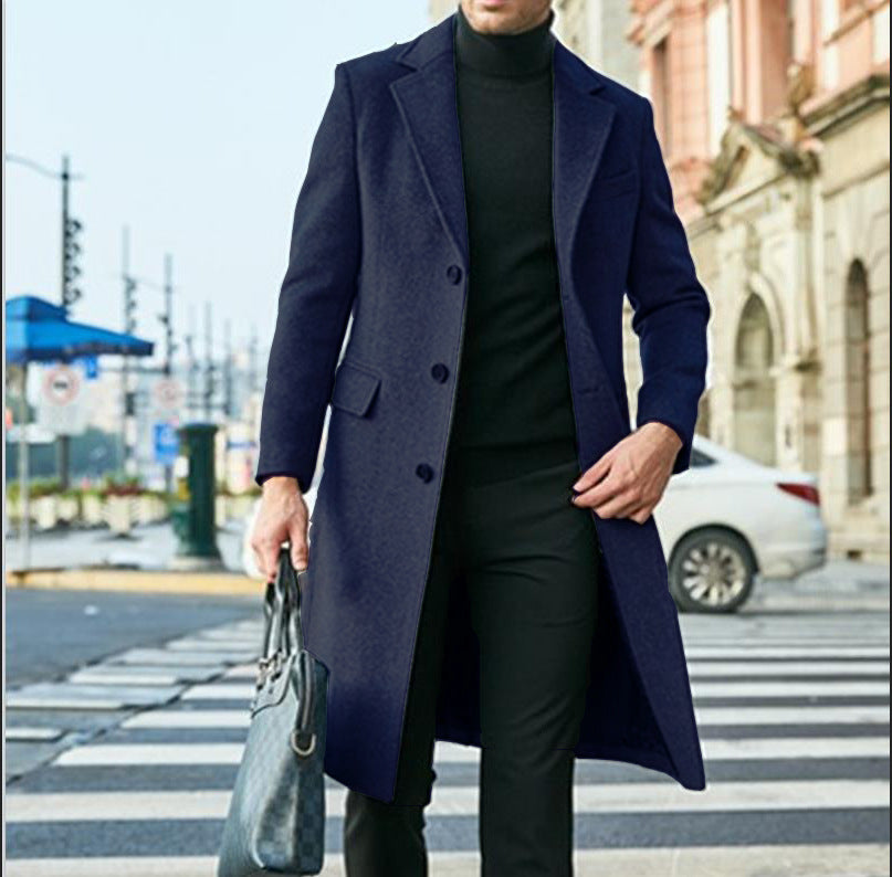 Men's Long Sleeve Woolen Coat