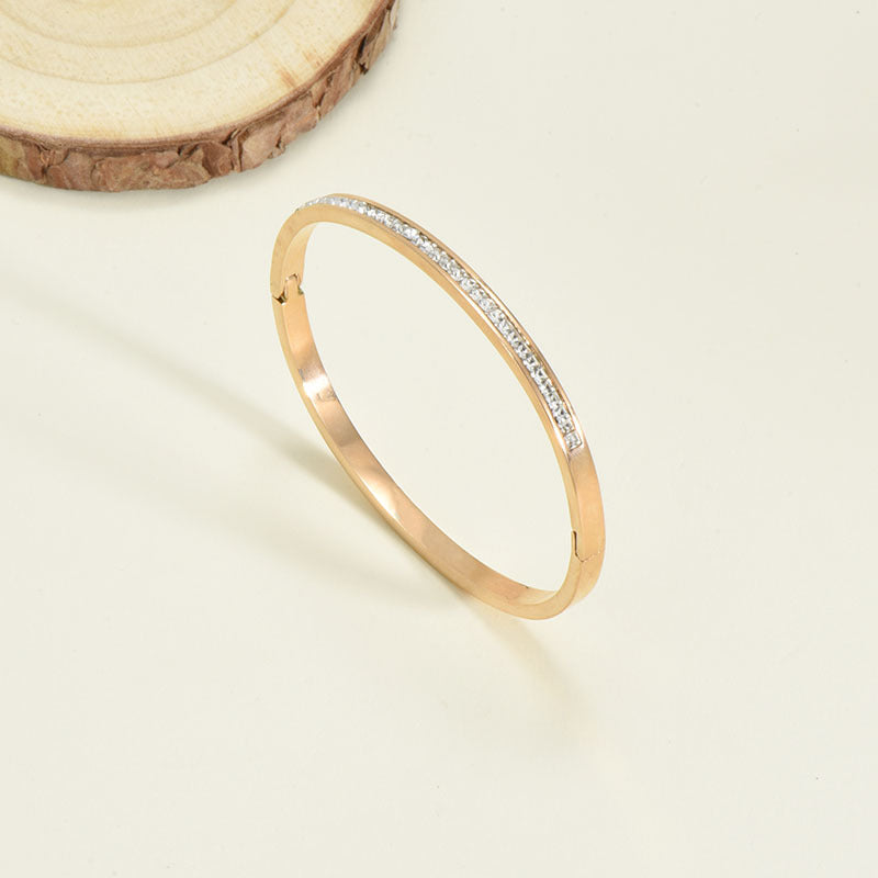 Titanium Steel Bracelet Korean Style Real Gold Plated 18K Gold Diamond Geometric Simple Stainless Steel