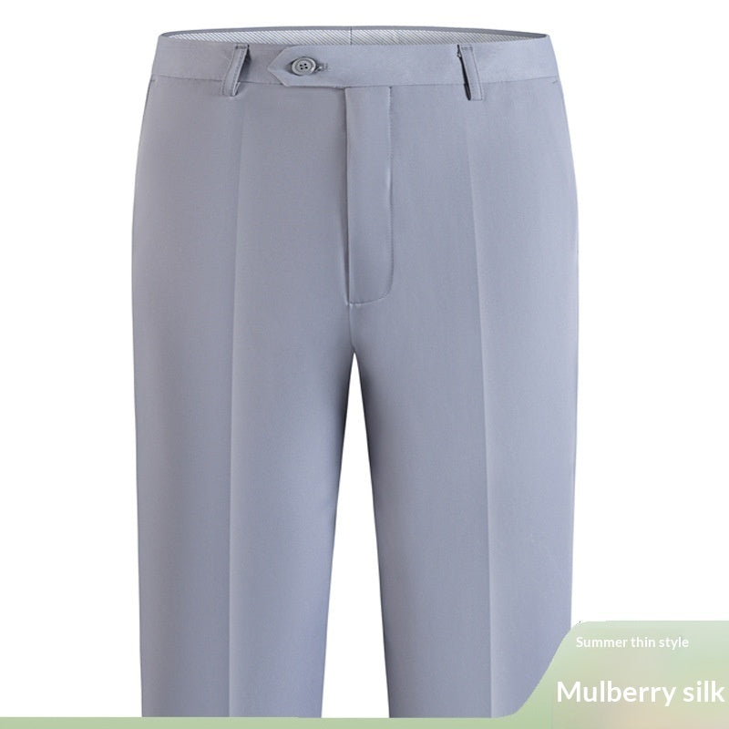High-end Mens Lightweight Silk Pants For Middle-aged And Older Adults