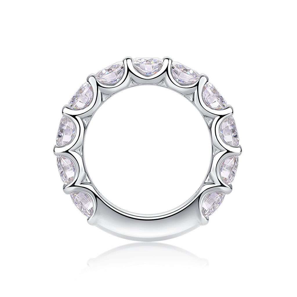 Dazzling Moment - A Wedding Ring Set With Top-quality Round 5.0 Moissanite S925 Silver And Platinum-plated Diamond. The Ring Can Be Inspected With A Diamond Pen