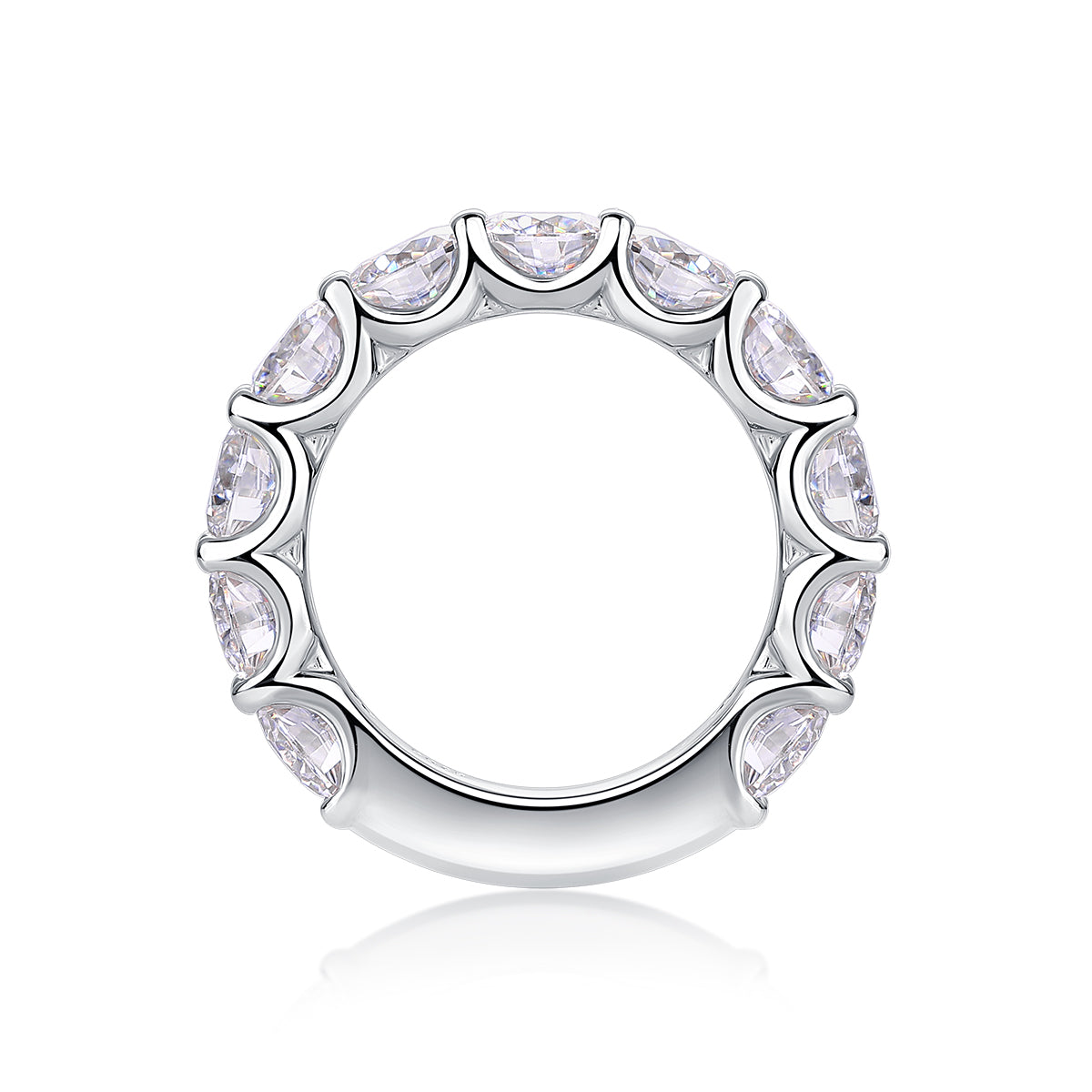 Dazzling Moment - A Wedding Ring Set With Top-quality Round 5.0 Moissanite S925 Silver And Platinum-plated Diamond. The Ring Can Be Inspected With A Diamond Pen