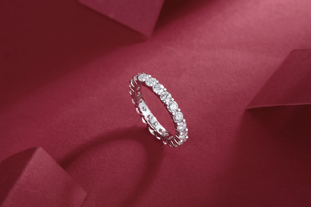 A Fleeting Glimpse - A Wedding Ring Set With Top-quality Moissan S925 Silver And Platinum-plated Diamond Can Be Inspected With A Diamond Pen