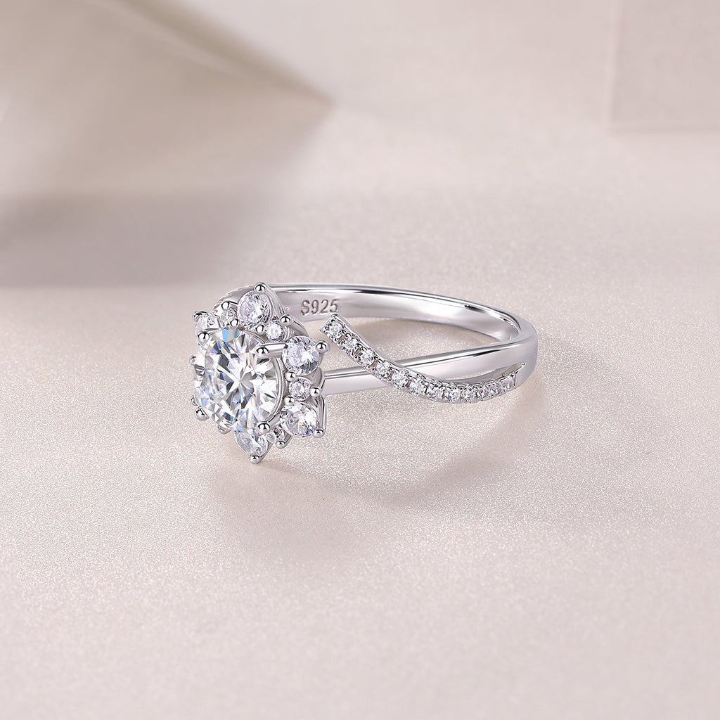 Hidden Poetry - A Wedding Ring Set With 1-carat Top-quality Moissanite S925 Silver And Platinum-plated Diamond Can Be Inspected With A Diamond Pen