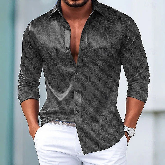 Mens Stylish Casual Long-sleeve Lapel Shirt
