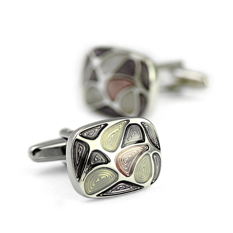 Bohemian Enamel Brass Cufflinks – Diamond Sadaf