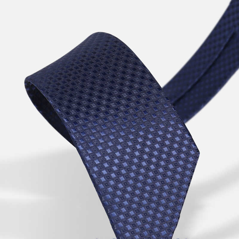 Navy Blue Tie Men's Business Dress 7cm Casual Gradient Plaid