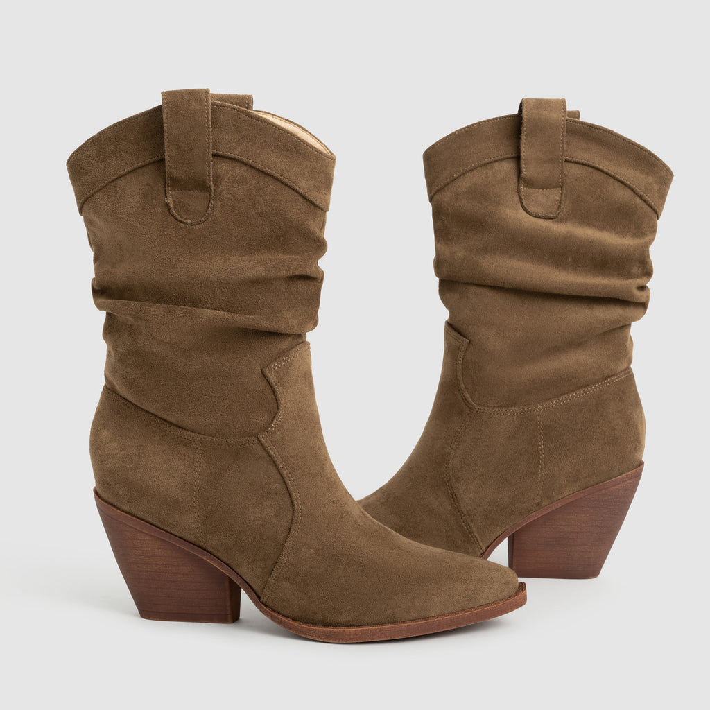 Thick Heel Brown High Heels  Ankle Boots