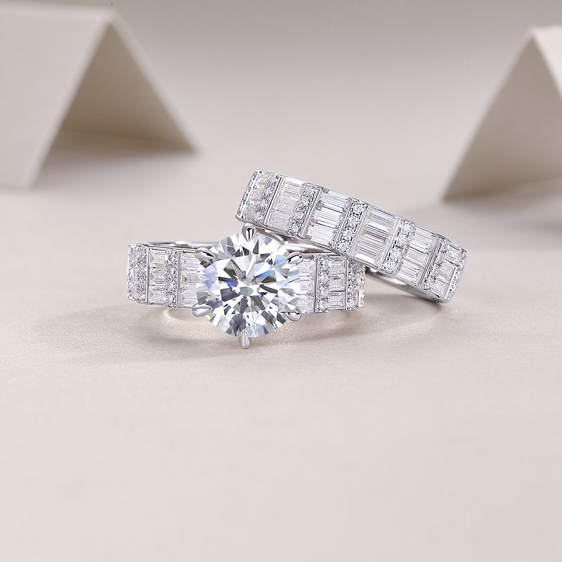 Vanilla - Set With 3-carat Top-quality Moissanite S925 Silver And Gold-plated Diamond Wedding Ring. The Ring Can Be Inspected With A Diamond Pen