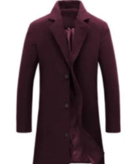 Autumn And Winter New Mens Solid Color Casual Business Woolen Coats