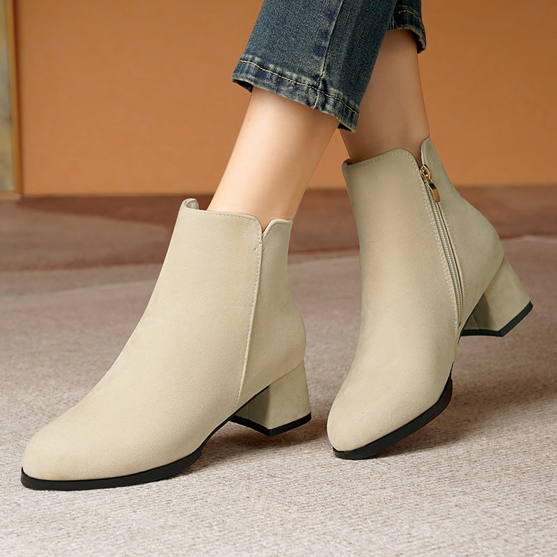 Pointed-toe  Heel Mid Heel Boots