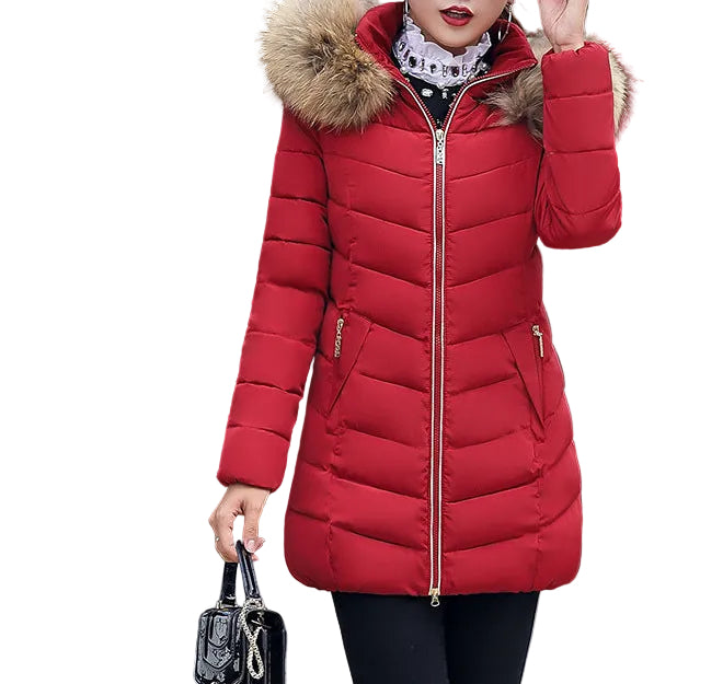 Fur collar down cotton