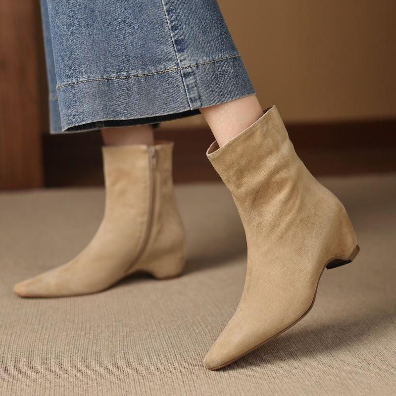 Ankle Boots With Built-in Height Lift Side Zipper