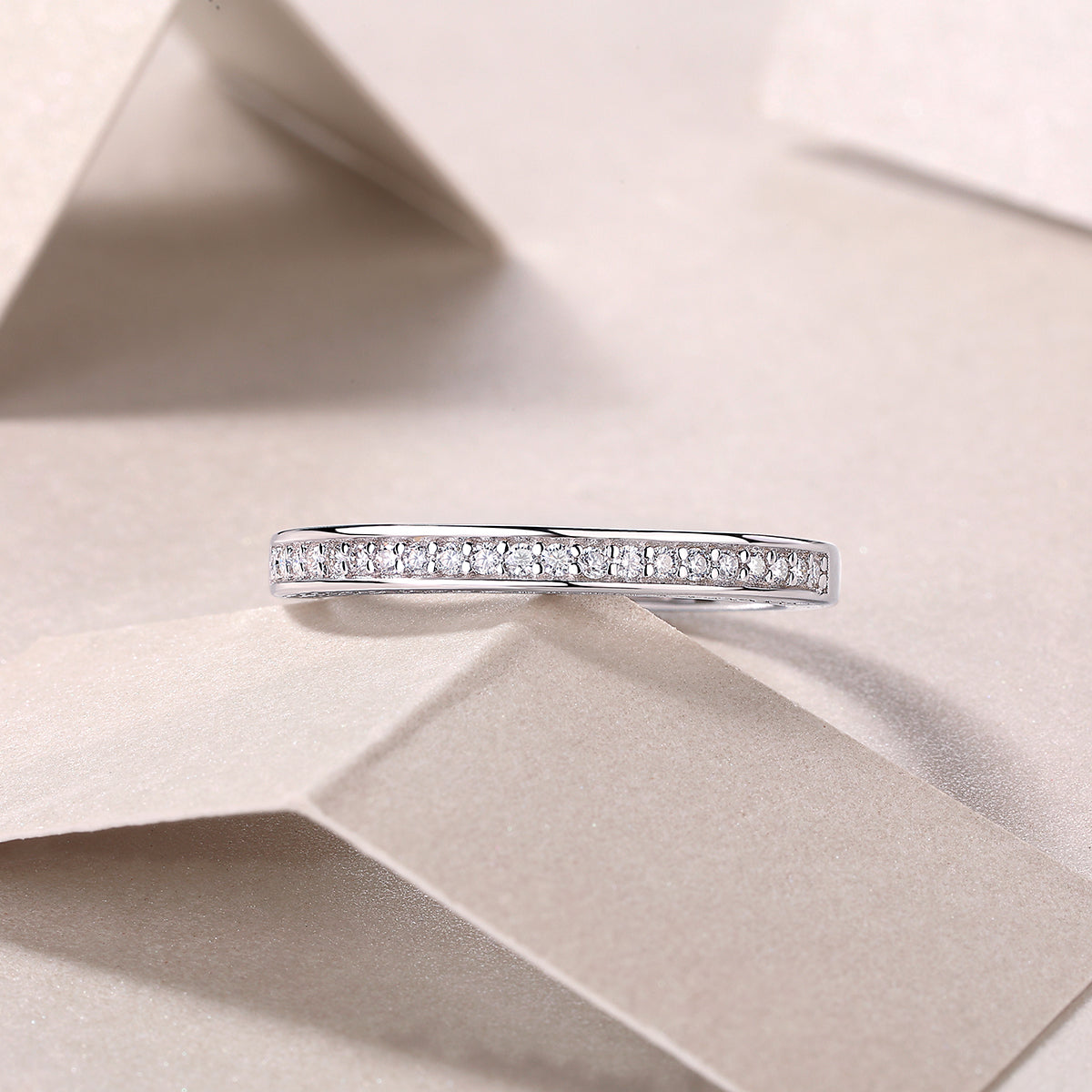 The Plucked Star - A Wedding Ring Set With Top-quality Moissanite S925 Silver And Platinum-plated Diamond Can Be Inspected With A Diamond Pen