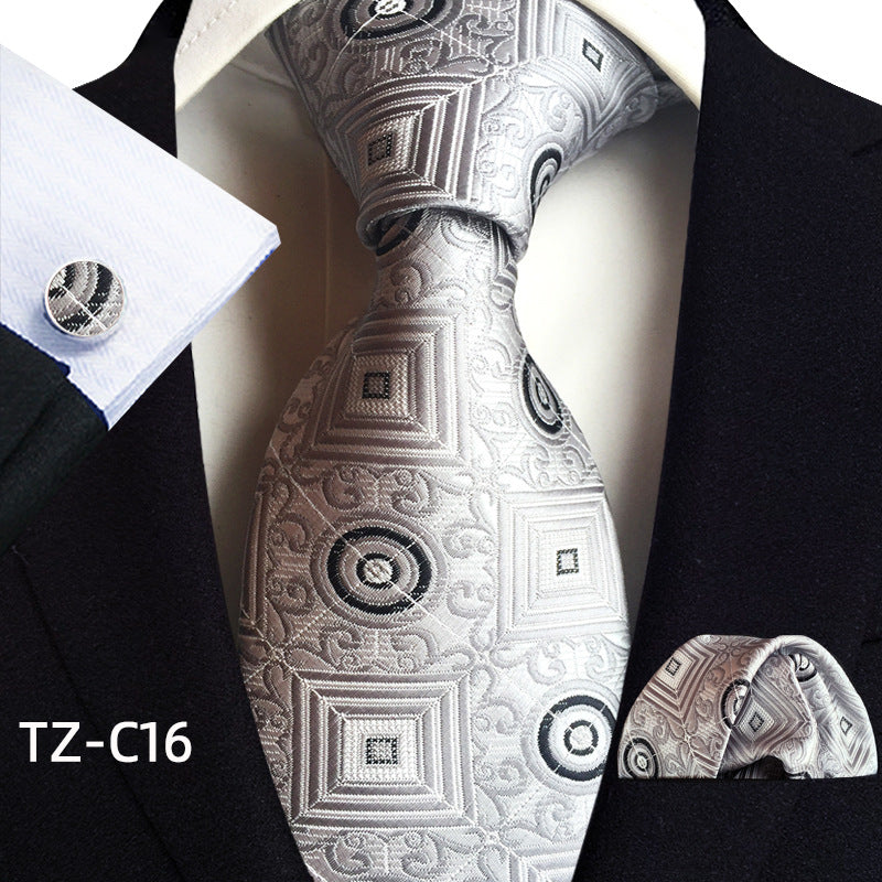 Waist Flower Men's Tie Pocket Towel Cuffs Three Piece Suit