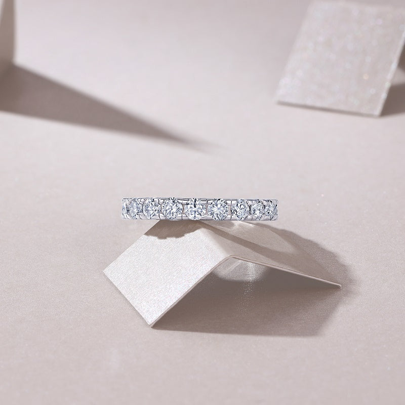 Spring Breeze For Ten Miles - A Wedding Ring Set With 0.1-carat Top-quality Moissanite S925 Silver And Platinum-plated Diamond Can Be Inspected With A Diamond Pen