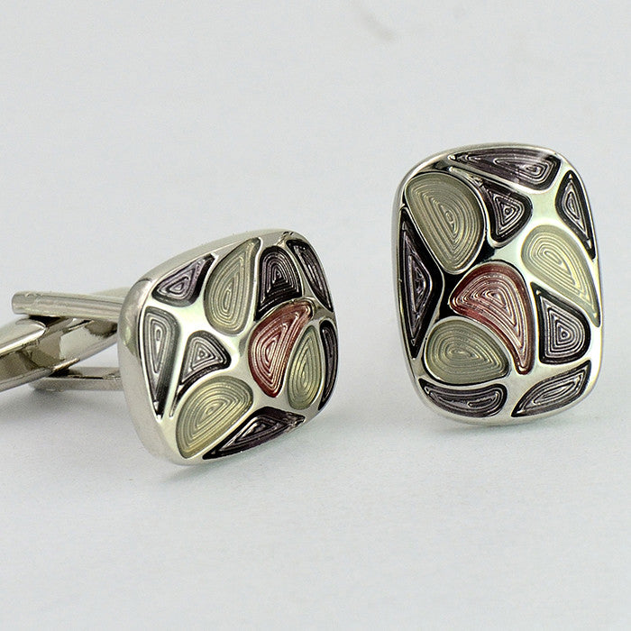 Bohemian Enamel Brass Cufflinks – Diamond Sadaf