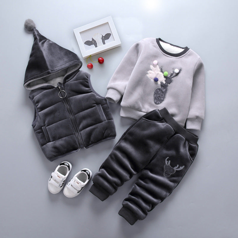 Boys Baby Thickening Three-piece Set