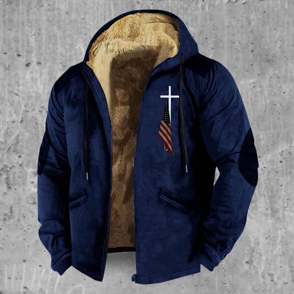 3D Hooded Zipped Cotton-padded Jacket