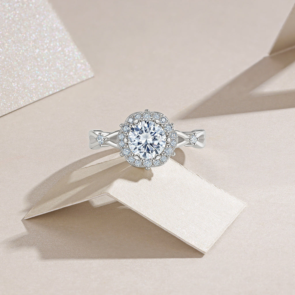 1-carat Luxury And Fashionable Light Luxury Jewelry Silver Ring Set With Top-quality Moissanite, S925 Silver Plated Platinum