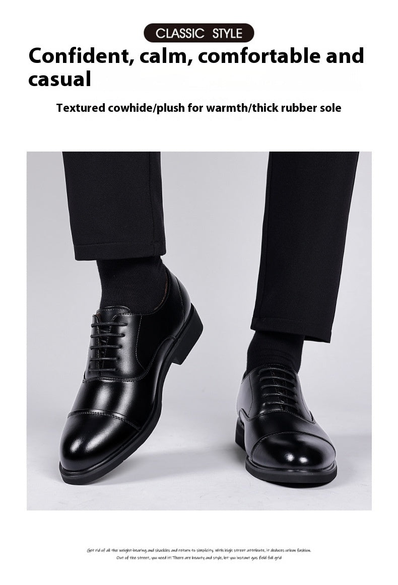 Leather Shoes Men's Height Increasing Insole Pointed Toe Wedding Shoes