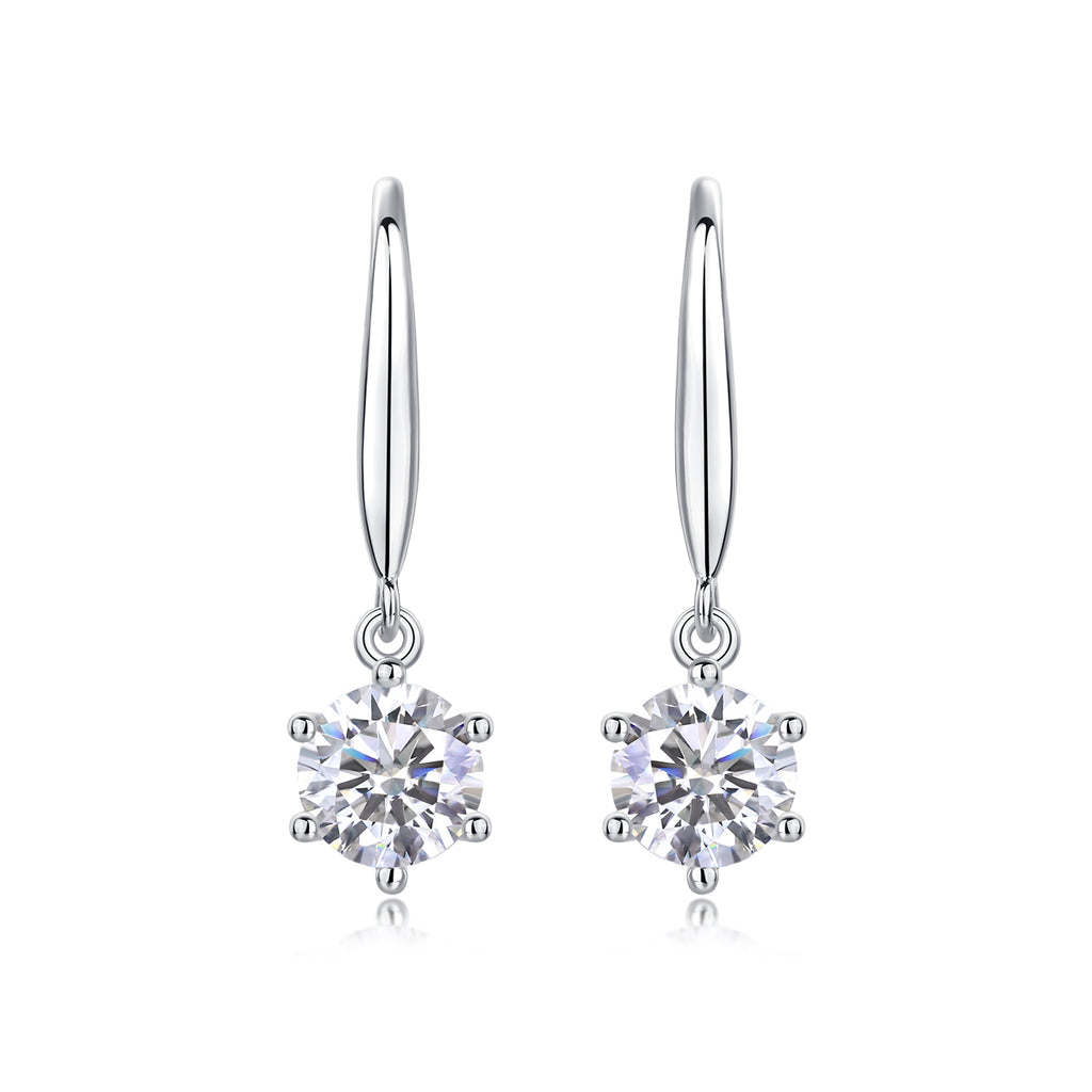 Jumping Wind - Earrings Set With 1-carat Top-quality Moissanite S925 Silver And Platinum-plated Stud Earrings, A Fashionable And Trendy Accessory That Can Be Tested With A Diamond Pen