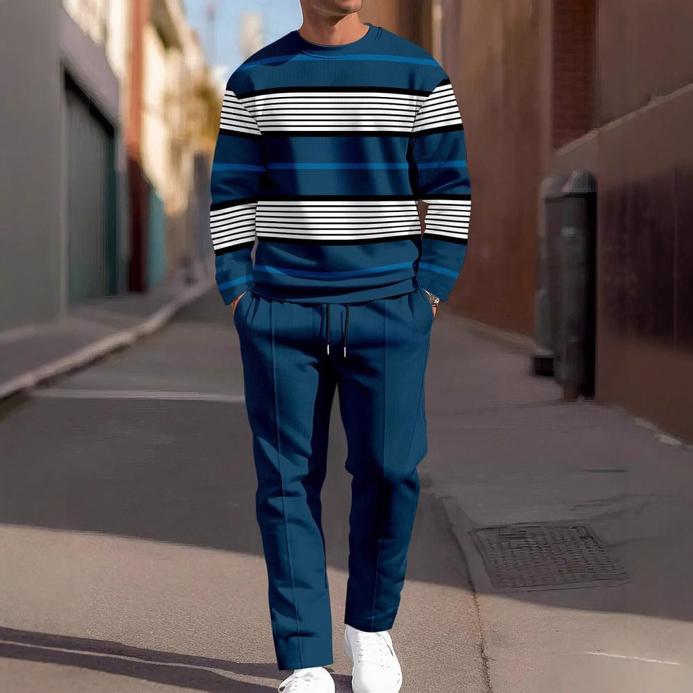 Casual Sporty Round Neck Sweatshirt And Pants Two-piece Set