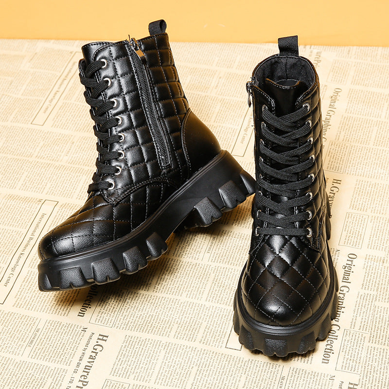 New Style Lace-up Women's Leather Boots For Autumn And Winter