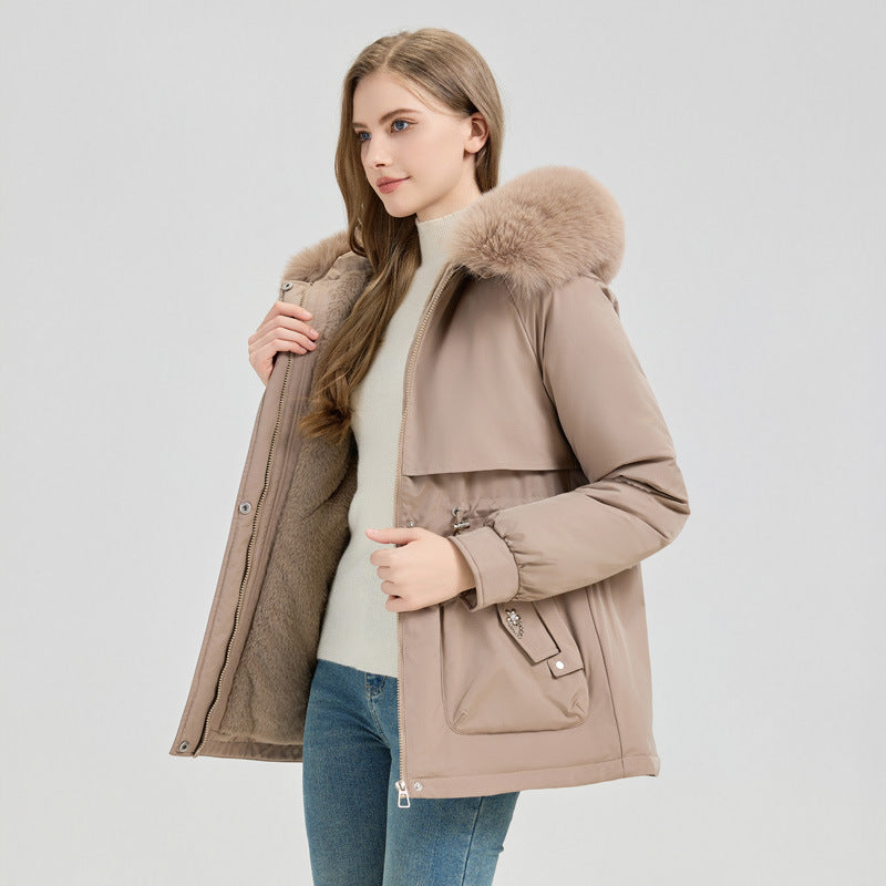 Waist Trimming  Big Fur Collar Coat