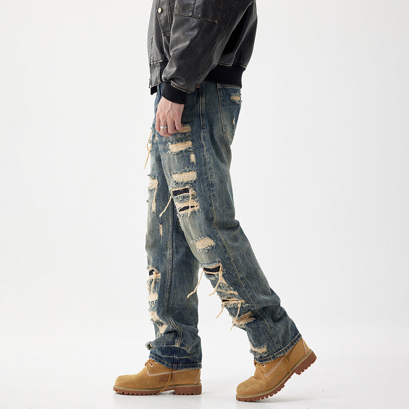 Distressed Denim Jeans With patches