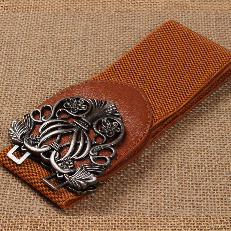 Court Vintage Engraving  All-match Stretch Wide Belt