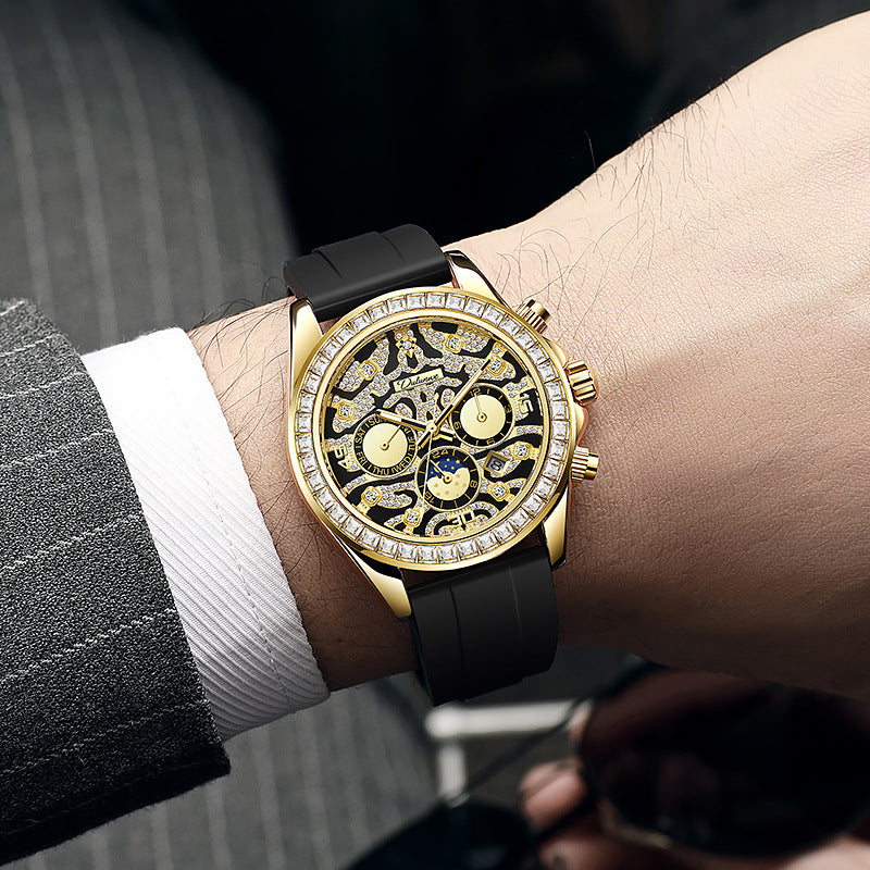 Multi-functional Sun Moon Star Calendar Waterproof Automatic Mechanical Watch Men