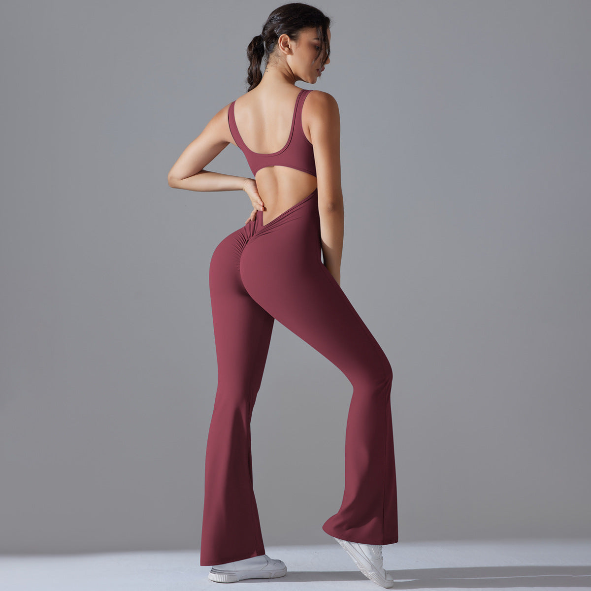 Beauty Back Hip Lifting Long Slim Wide Leg Jumpsuit