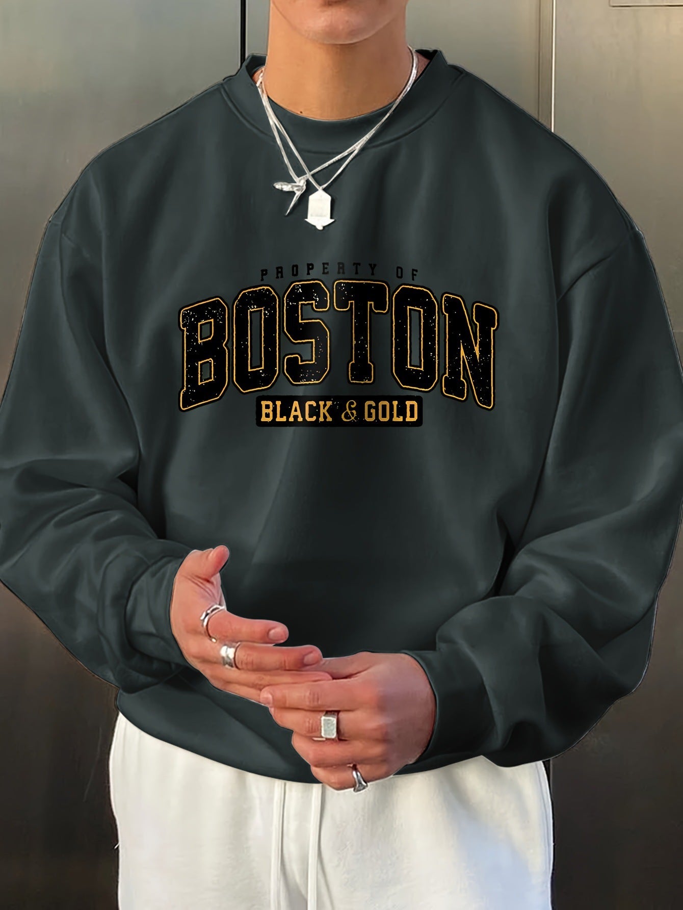 Fashion Men's Casual Long Sleeve Crew Neck Pullover Sweatshirt