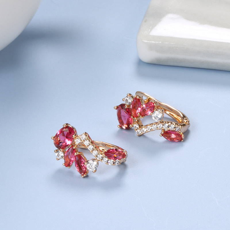Women's Temperament Wild Copper Gold-plated Zircon Earrings
