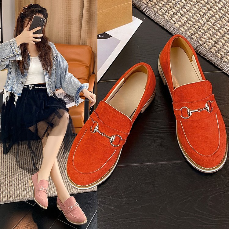 Round-toe Low-heeled Casual Slip-on Shoes