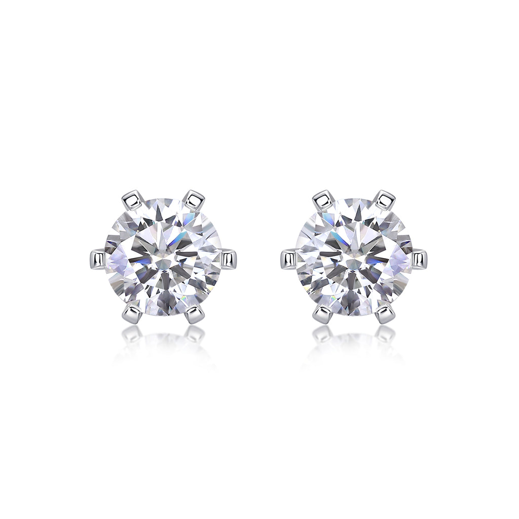 Quiet - Set With 1-carat Top-quality Moissanite S925 Silver And Platinum-plated Stud Earrings, A Fashionable And Trendy Accessory That Can Be Tested With A Diamond Pen