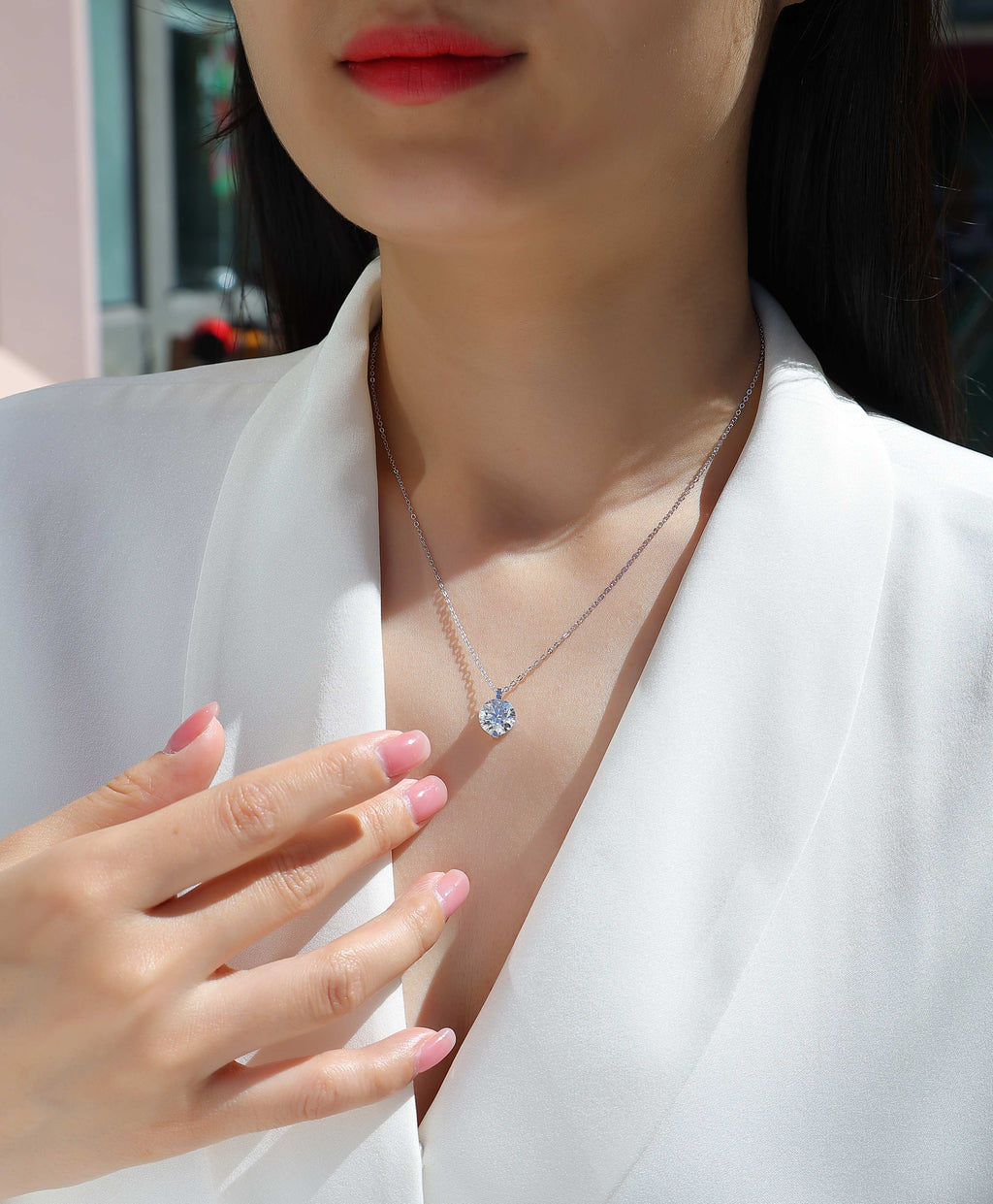 Time Endures - A Fashionable And Light Luxury Jewelry Pendant Necklace Set With Top-quality Moissanite, S925 Silver Plated Platinum