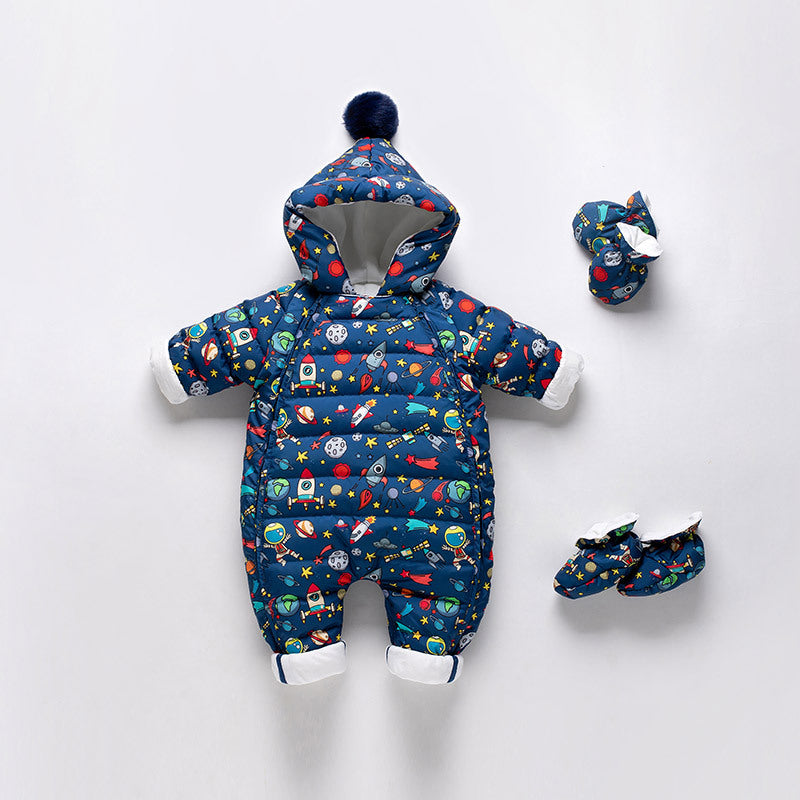 Baby Thickened Down Jacket Jumpsuit  Romper