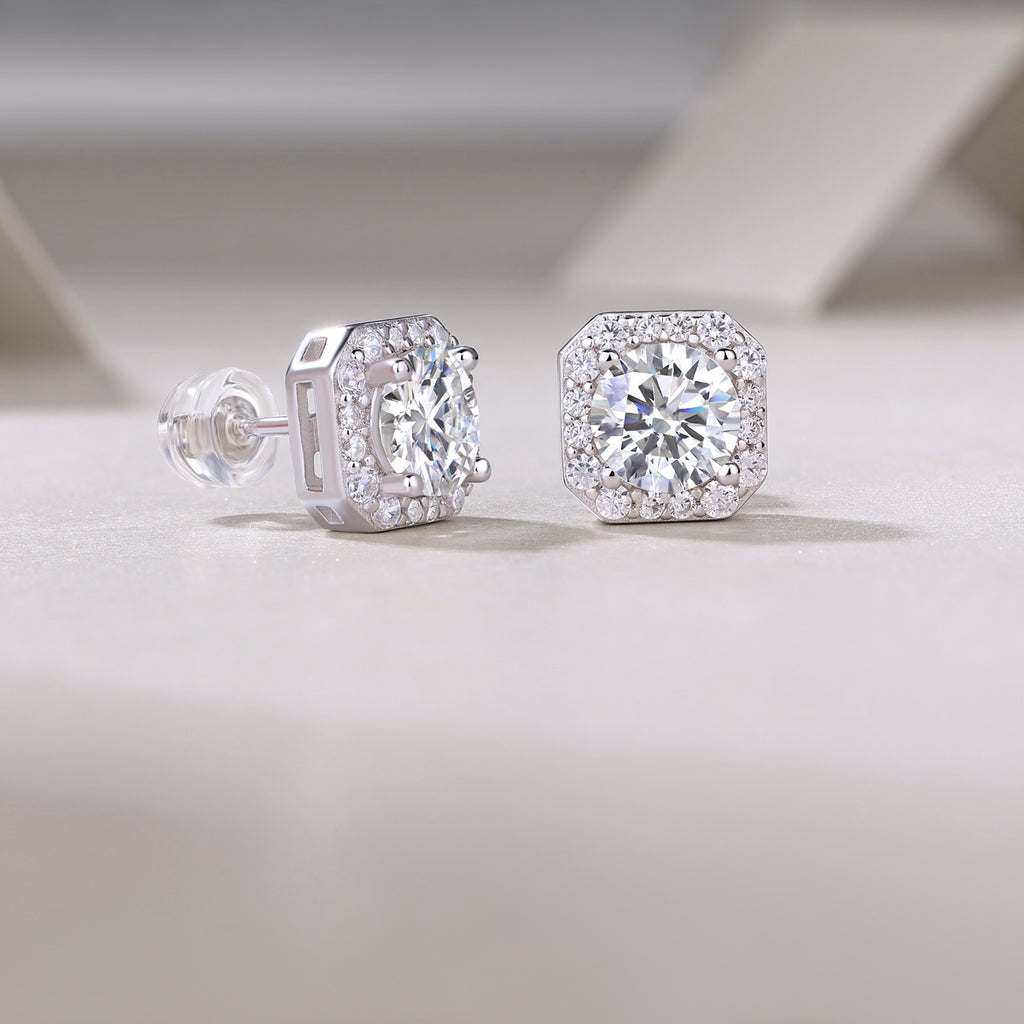 The Rose In The Heart - Earrings Set With 1-carat Top-quality Moissanite S925, Silver And Platinum-plated Stud Earrings, A Fashionable And Trendy Accessory That Can Be Tested With A Diamond Pen
