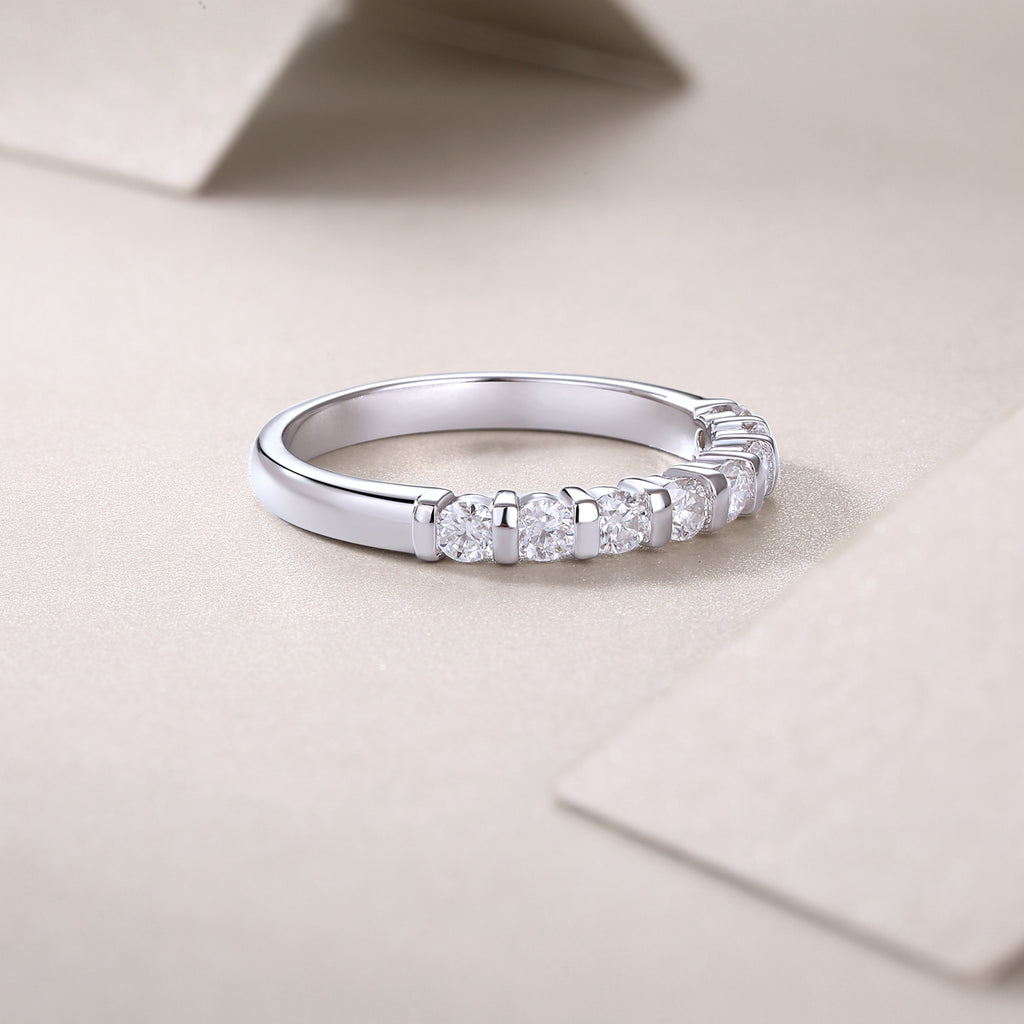 Yearning Resonance - A Wedding Ring Set With Top-quality Moissanite S925 Silver And Platinum-plated Diamond. The Ring Can Be Tested With A Diamond Pen In Gold And Rose Gold