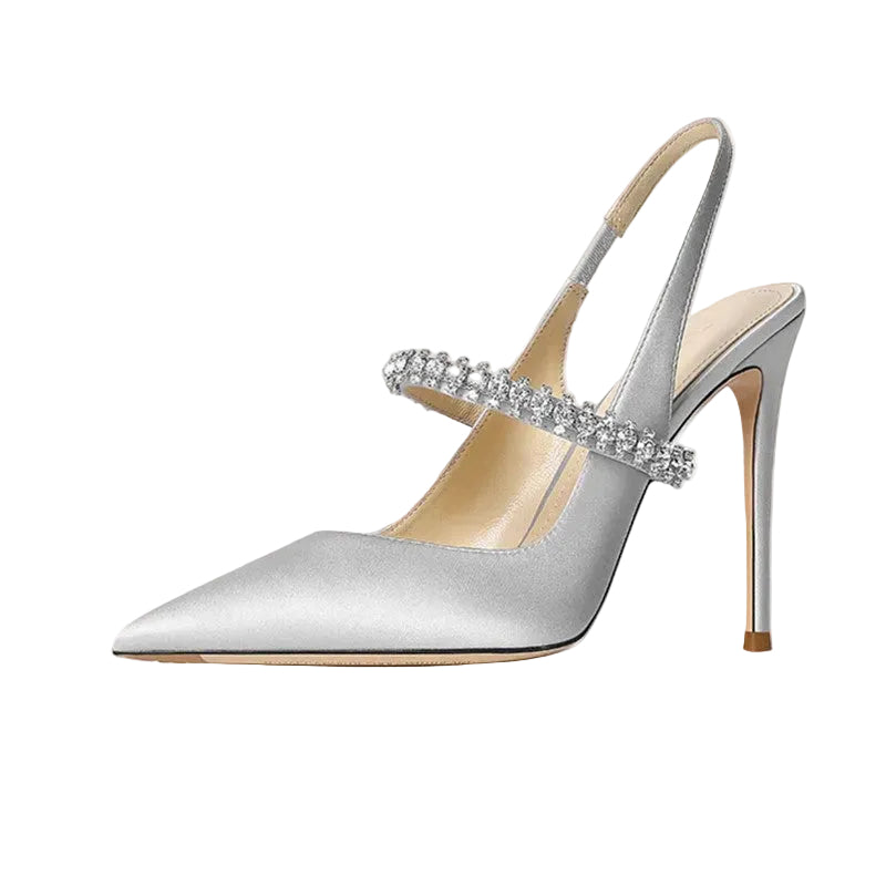 Women’s  Toe Pointed Leather High Heels  | Diamond Sadaf