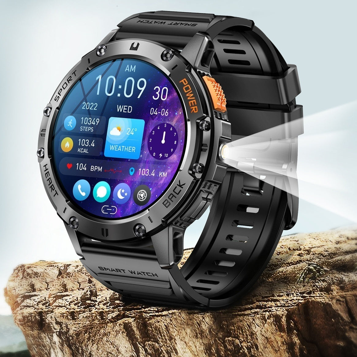 Watch Men's Round Screen Health Monitoring Blood Pressure Heart Rate Multifunctional