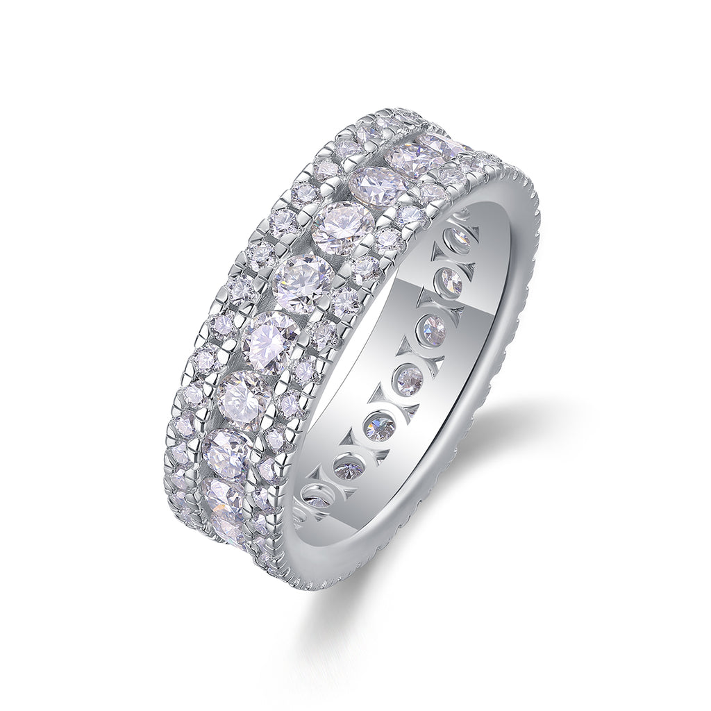Rotating Love - A Wedding Ring Set With Top-quality Moissanite S925 Silver And Platinum-plated Diamond Can Be Tested With A Diamond Pen