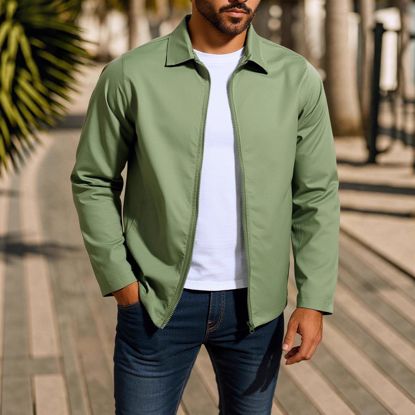 Coat Zipper Raglan Sleeve Cardigan Jacket