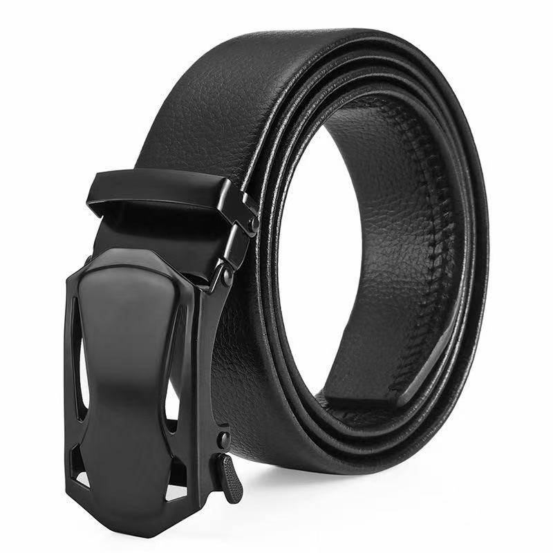 Mens Trendy Wide Leather Belt With Automatic Buckle